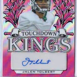 Tarjeta de fútbol con autógrafo de los Kings Touchdown del Draft de Leaf Metal 2022 de JALEN TOLBERT n.° 20 - South Alabama Jaguars