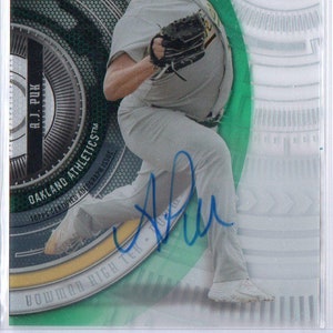 Tarjeta de béisbol con autógrafos de A.J. PUK 2017 Bowman High Tek - Oakland Athletics
