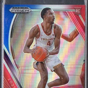 EVAN MOBLEY RC 2021 Panini Prizm #2 Rot Weiß Blau Parallel Basketball Karte - Cleveland Cavaliers
