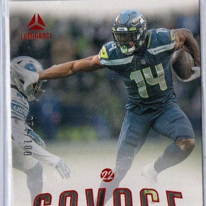 Tarjeta de fútbol D.K. METCALF 2022 Panini Luminance Savage Orange Parallel n.° 100 - Seattle Seahawks