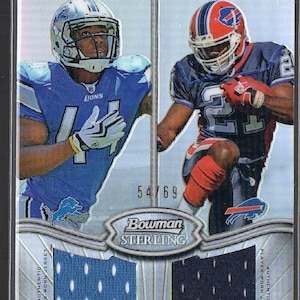 JAHVID BEST /C.J. SPILLER 2010 Bowman Sterling Dual Game Jersey Refractor Voetbalkaart #/69