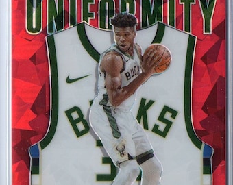GIANNIS ANTETOKOUNMPO 2020 Panini Contenders Optic Uniformity #5 Red Cracked Ice Prizm Parallel Basketball Card - Milwaukee Bucks