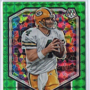 Tarjeta de fútbol americano BRETT FAVRE 2020 Panini Mosaic Old School n.° 15 Prizm Parallel verde - Green Bay Packers
