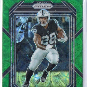 Tarjeta de fútbol americano paralela Panini Prizm n.° 170 Green Scope n.° 75 de Josh Jacobs 2022 - Oakland Raiders