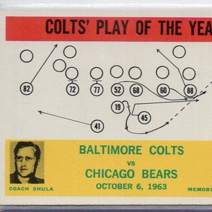 Tarjeta de fútbol de DON SHULA RC 1964 Philadelphia #14 - Baltimore Colts