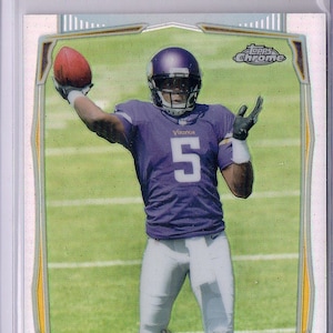 Tarjeta de fútbol americano TEDDY BRIDGEWATER RC 2014 Topps Chrome #173 Refractor Parallel - Minnesota Vikings