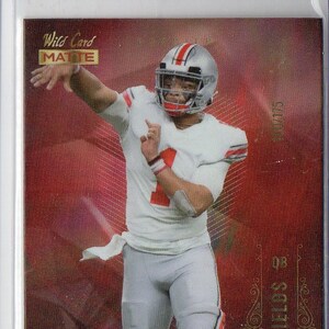 Tarjeta de fútbol americano paralela roja JUSTIN FIELDS 2021 Wild Card Matte Chase #2 #/175 - Chicago Bears