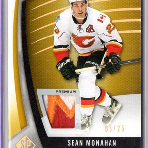 SEAN MONAHAN 2017 SP Game Used Jersey #14 Hockey Card #/25 - Calgary Flames