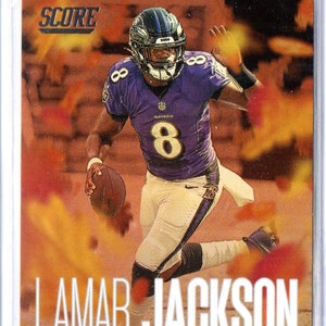 Tarjeta de fútbol LAMAR JACKSON 2023 Score Men of Autumn n.° 4 - Baltimore Ravens