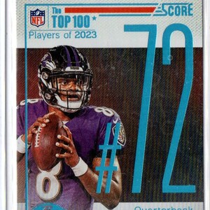 Tarjeta de fútbol LAMAR JACKSON 2024 con los 100 mejores jugadores y puntajes n.° 72 - Baltimore Ravens
