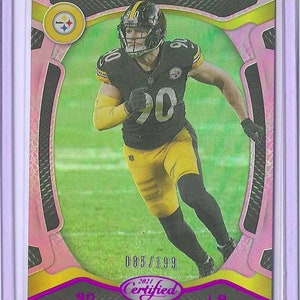 T.J. WATT 2021 Panini-gecertificeerd #25 spiegelroze parallelle voetbalkaart #/199 - Pittsburgh Steelers