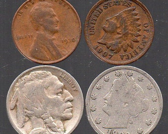 1900-1908 Indian Head Penny Roll 50 Full Date Coins Mixed Date Lot