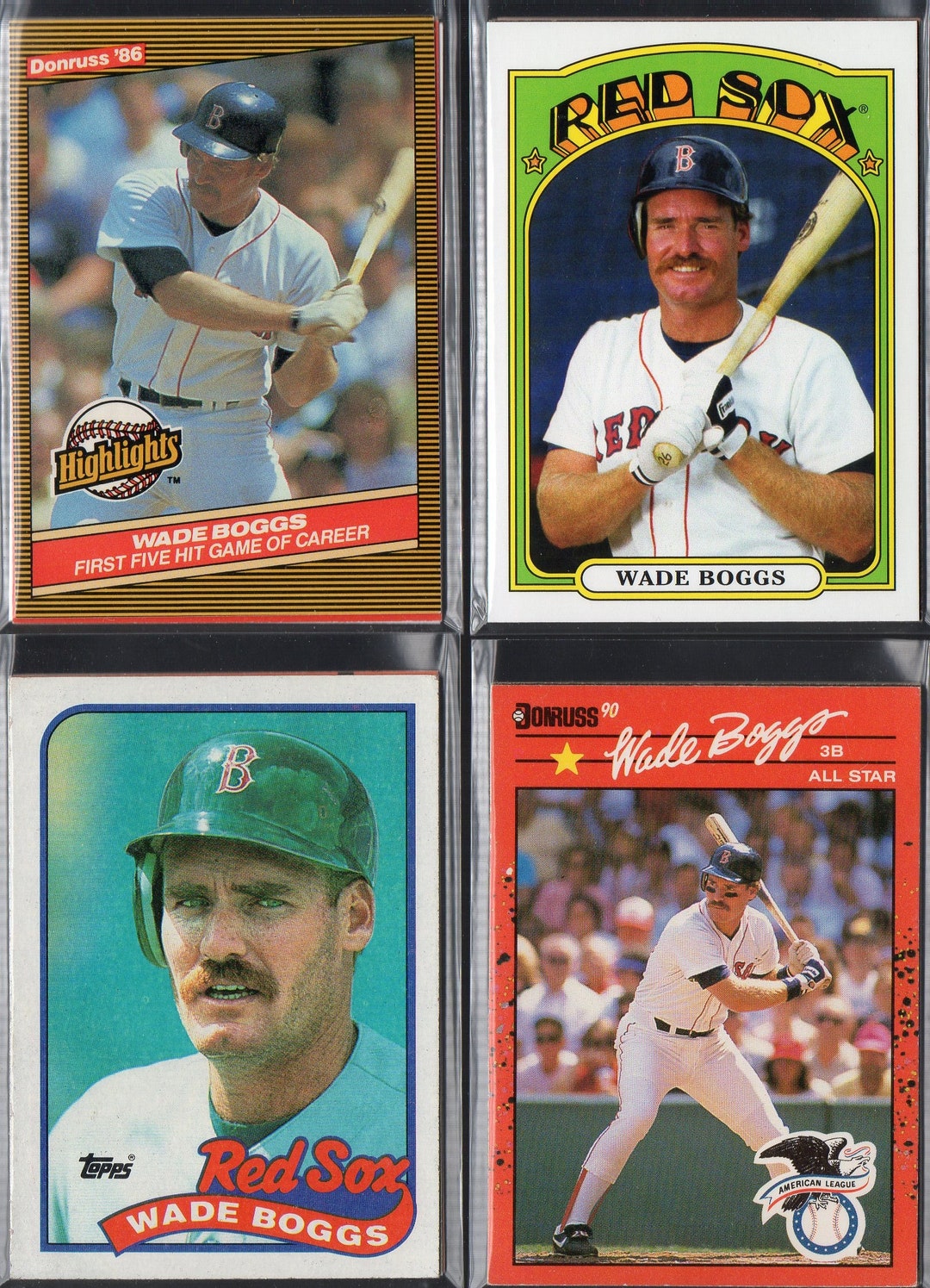 WADE BOGGS Baseball Cards 4 Lot B Etsy