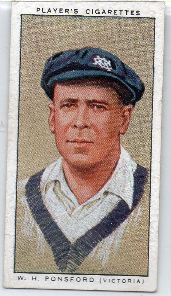 BILL W.H. PONSFORD 1934 Player Cricketers #48 Cigarette Card