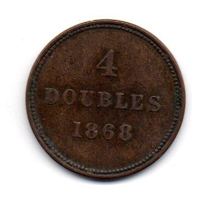 1868 Geurnesey 4 Doubles Coin