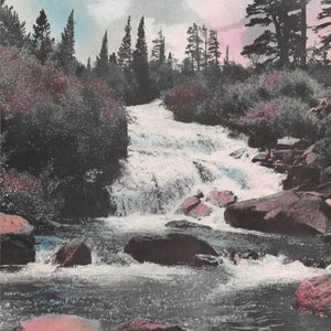 THE RUSHING STREAM Vintage 1940&#39;s Litho Print Picture 8x10
