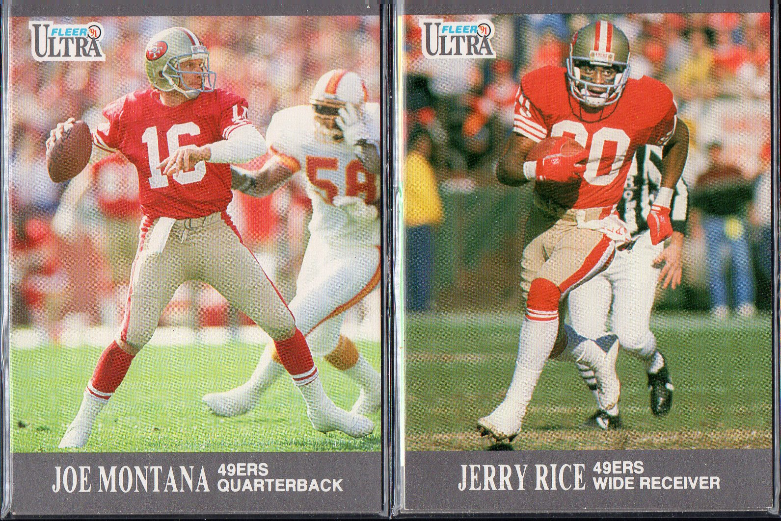JOE MONTANA/JERRY Rice 1991 Fleer Ultra Football Cards (2) Lot - Etsy