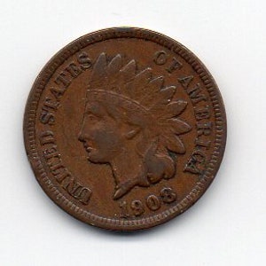 Vintage 1908 US Indian Head Cent (B) Coin
