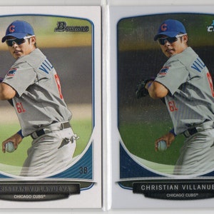 CHRISTIAN VILLANUEVA 2013 Bowman/Bowman Chrome Prospects Baseball Cards (2) Lot
