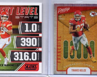 PATRICK MAHOMES & TRAViS KELCE Football Cards (2) Lot B