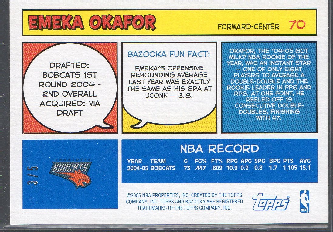 Emeka Okafor Rookie Card Rookie Year Basketball Cards