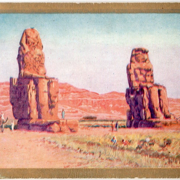 THE COLOSSI, THEBES 1926 Sarony Around the Mediterranean #39 Cigarette Card