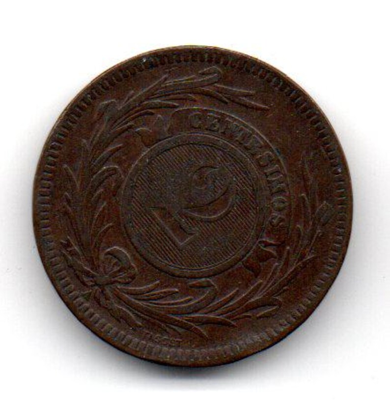 May include: A copper-colored coin with the text "CENTAVOS" around the edge and a large "1" in the center.