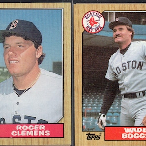 ROGER CLEMENS & WADE BoGGS 1987 Topps Baseball Cards (2) Lot