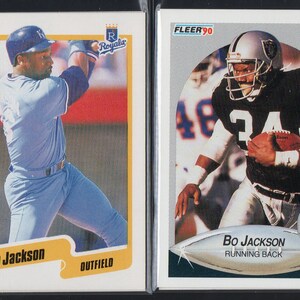 BO JACKSON 1990's Baseball & Football Cards (2) Lote A