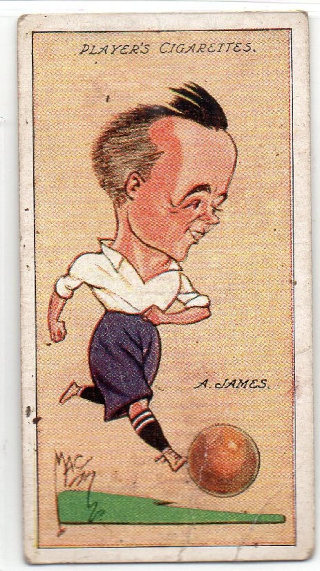 ALEX JAMES 1927 Player Football Caricatures Mac #17 Cigarette Card -  Preston North East FC