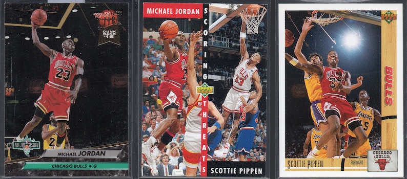 MICHAEL JORDAN/SCOTTIE PiPPEN 1990's Basketball Card Lot 3 Chicago Bulls image 1