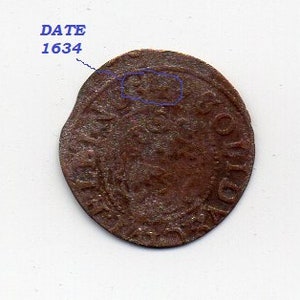 1634 Poland Elbing Solidus Coin GUSTAV ADOLPH II