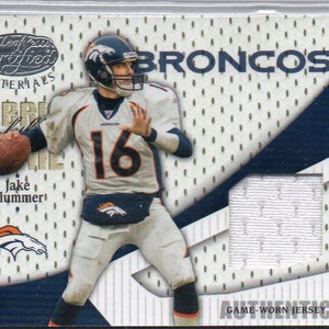 JAKE PLUMMER 2004 Leaf Certified Fabric of the Game Jersey # 43 Voetbalkaart # / 100 - Denver Broncos
