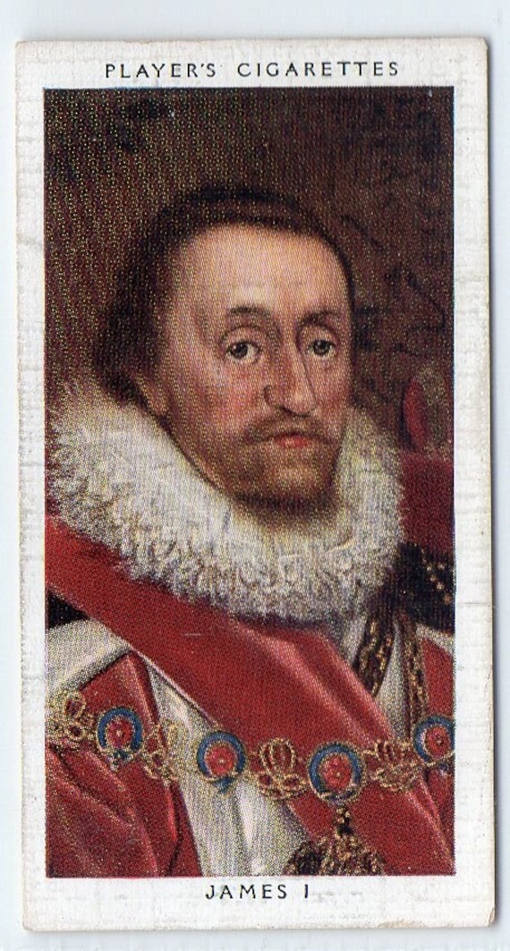 kings and queens of england cigarette cards KING JAMES I 1935 Player Kings & Queens of England #28 Cigarette Card