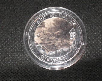 QUEEN ELIZABETH II 2014 Tristan da Cunha Silver Plated Crown Coin - D-Day, 6th June