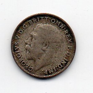 KING GEORGE V 1922 Great Britain Three Pence Silver Coin