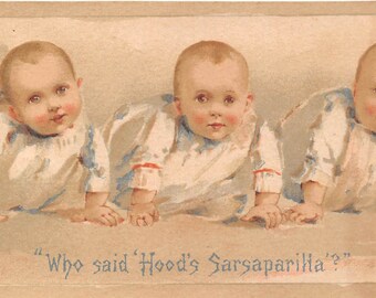 HOOD'S SARSAPARILLA Vintage 1889 Anuncio de tarjeta comercial