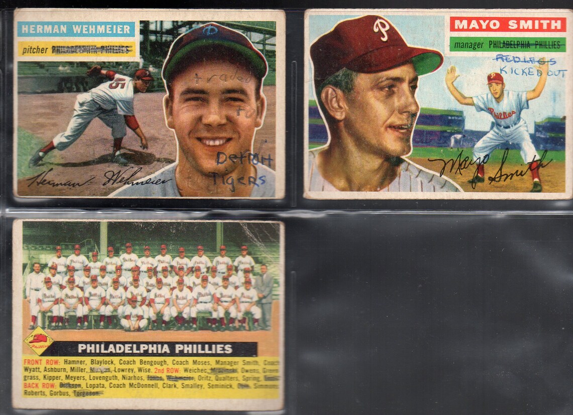 PHILADELPHIA PHILLIES 1956 Topps Baseball Card Team Lot 11 Etsy