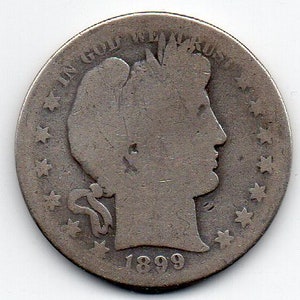Vintage 1899-S US Barber Liberty Head Half Dollar SILVER Coin