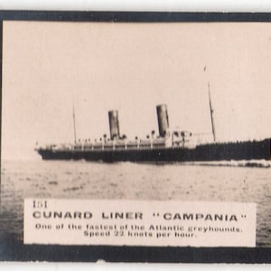 CUNARD LINER CAMPANIA c.1900 Ogden&#39;s Guinea Gold Cigarette Card
