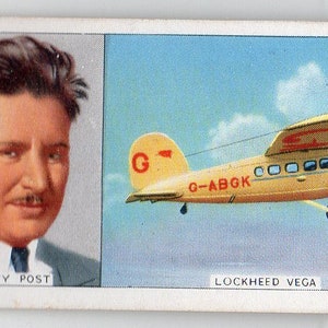 WILEY POST 1936 Carreras Famous Airmen & Airwomen #39 Cigarette Card
