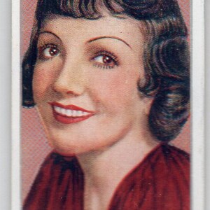 CLAUDETTE COLBERT 1937 Carreras film sterren #30 sigaret kaart
