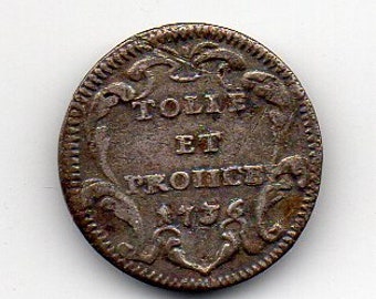 【1740年～1751年】教皇領(バチカン)1/2バイオッコ銅貨 1825 B 教皇領 - バチカン ローマ スクード - レオ12世 - コインの複製
