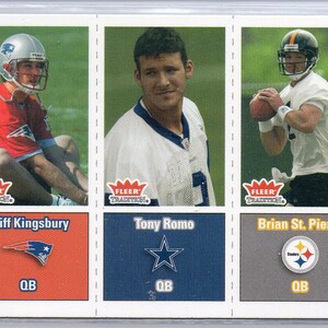 TONY ROMO/Kliff Kingsbury/Brian St Pierre RC 2003 Fleer Tradition #299 Tarjeta de Fútbol