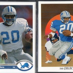 Lote de 2 tarjetas de fútbol de Upper Deck de BARRY SANDERS 1991