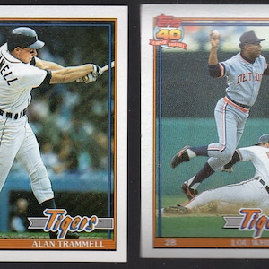 ALAN TRAMMELL & LOU WHiTAKER 1991 Topps Baseball Cards (2) Lot