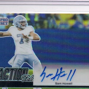 SAM HOWELL 2022 Pro Set Action Ink Autograph Football Card #/20 - North Carolina Tarheels