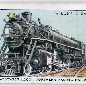 Locomotiva expressa de passageiros, Northern Pacific Railway 1936 Wills Railway Engines #46 Cartão de cigarro