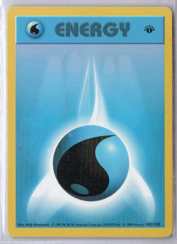 BLUE ENERGY 1999 Pokemon Base Set 1st Edition #102 SHADOWLESS Variation Gaming Card BLUE ENERGY 1999 Pokemon Base Set 1st Edition #102 SHADOWLESS Variation Gaming Card