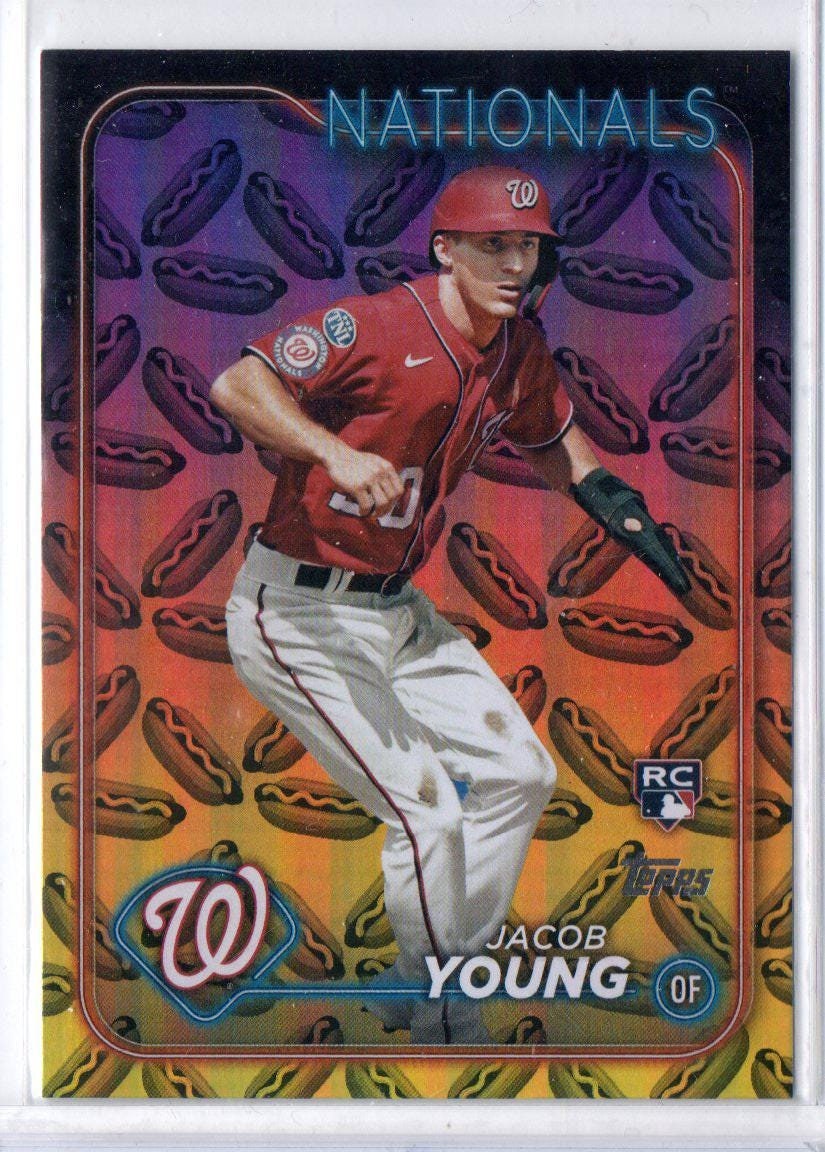 JACOB YOUNG RC 2024 Topps #397 Hot Dog Parallel Baseball Card